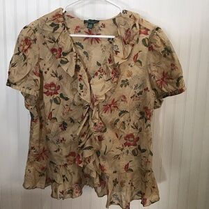 Ralph Lauren Beige Floral Blouse